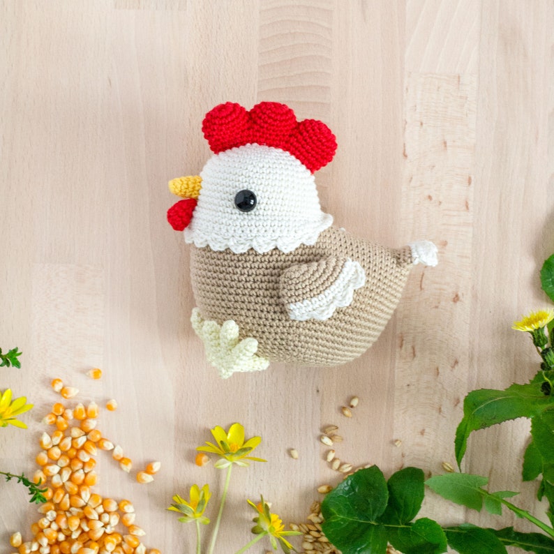 Flora the Hen and the Little Chick Amigurumi Crochet PDF pattern with coloring page image 5