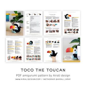 Toco the Toucan Amigurumi Crochet PDF pattern written instruction and step by step photos image 4