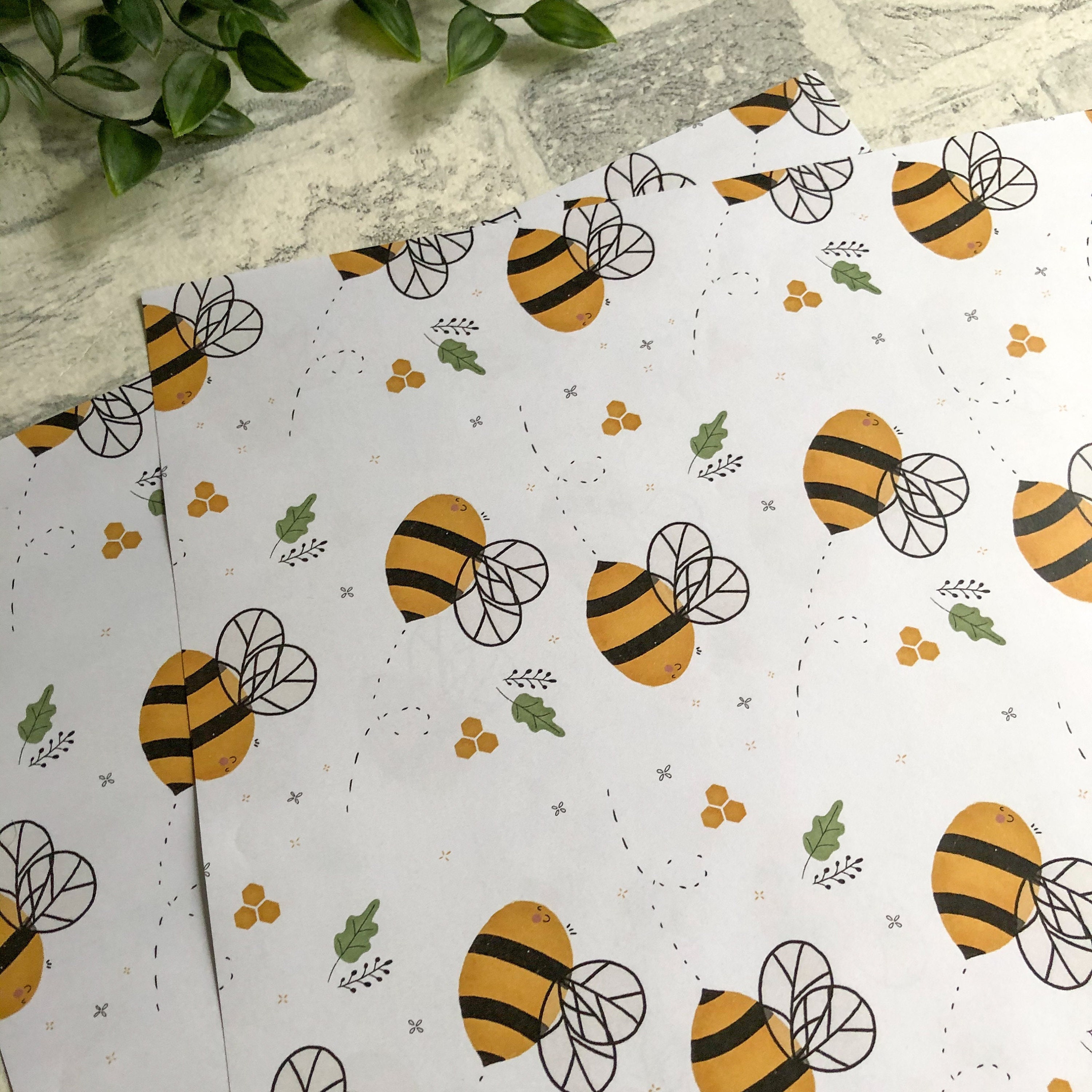 HappBee GiftWrap Bee Wrapping Paper Cute Wrapping Etsy