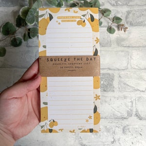 Squeeze the day - Shopping List Pad - Magnetic List pad - Lemon illustration - Soderlightful