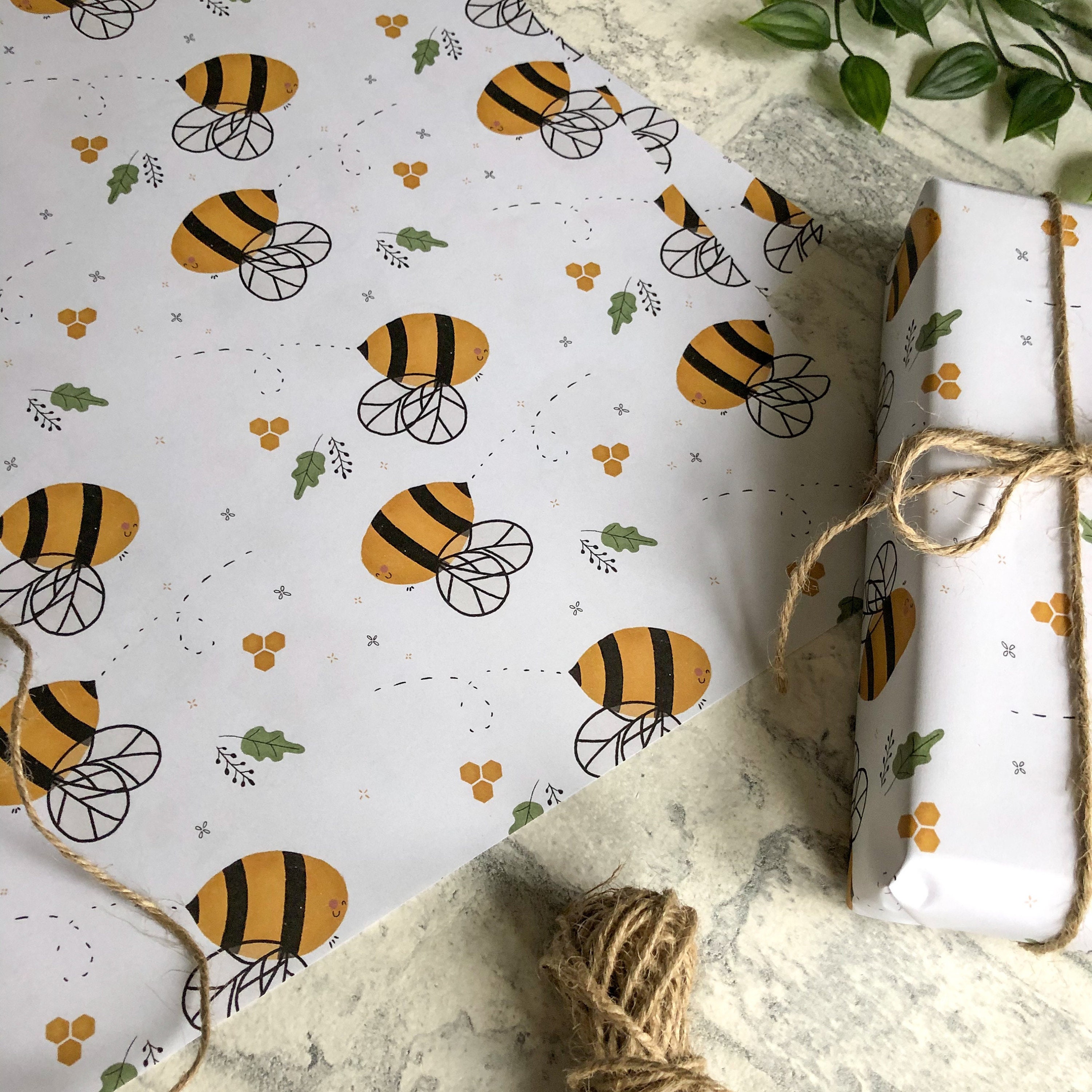 HappBee GiftWrap Bee Wrapping Paper Cute Wrapping Etsy