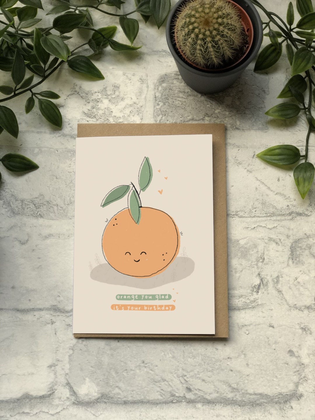 Orange You Glad It's Your Birthday Card Happy Birthday Greeting Card Cut Illustration Fun - Etsy