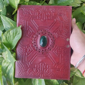 Handmade Leather Journal Diary with Stone for men and women| Best for Travel Diary Junk Journal Journals to Write in (8x6 inch)