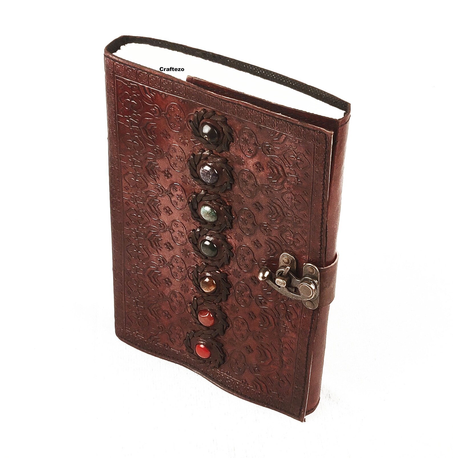 Large Leather Journal With Lock Spell Book Journal Embossed Etsy