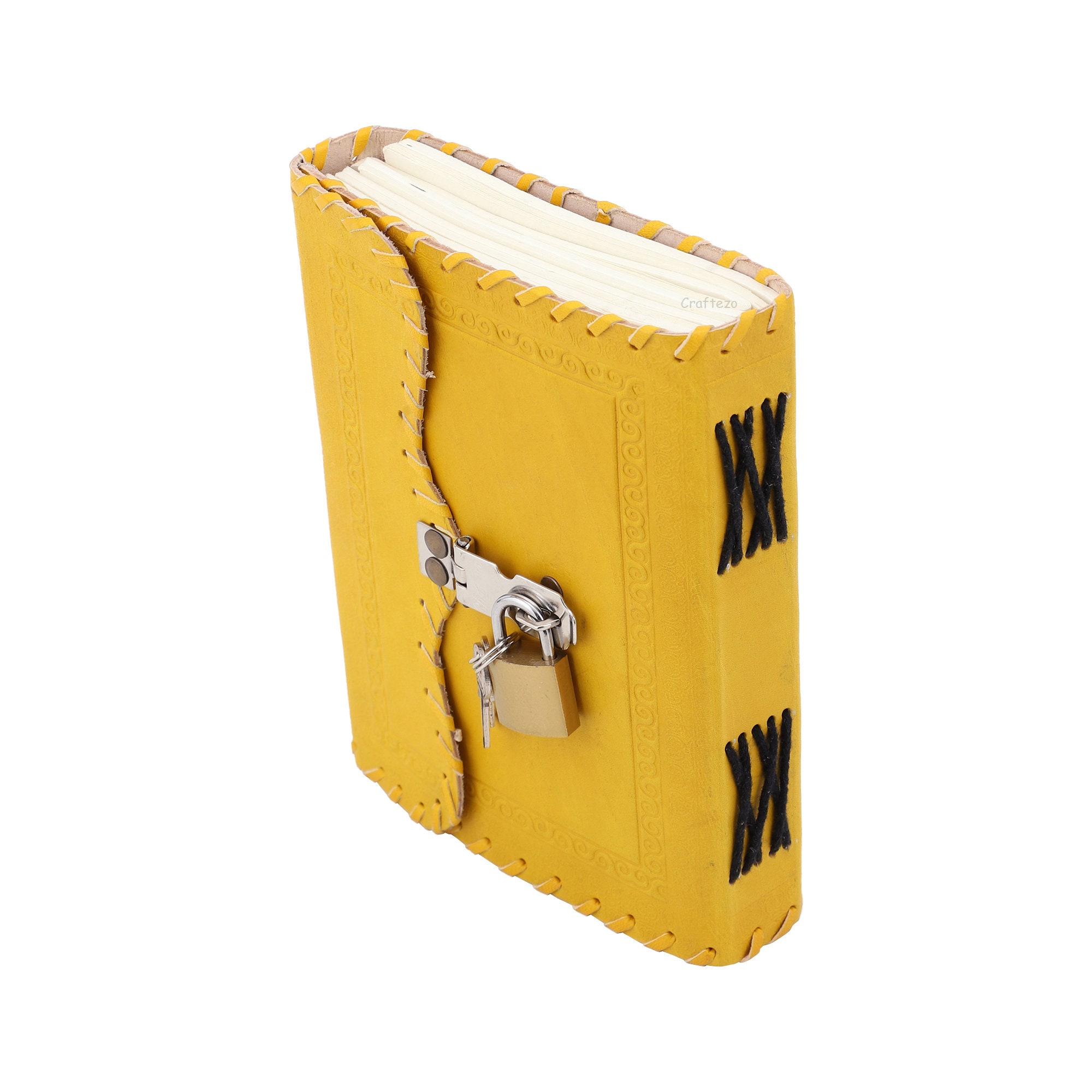 Leather Journal With Lock and Key Leather Journal for Men Etsy