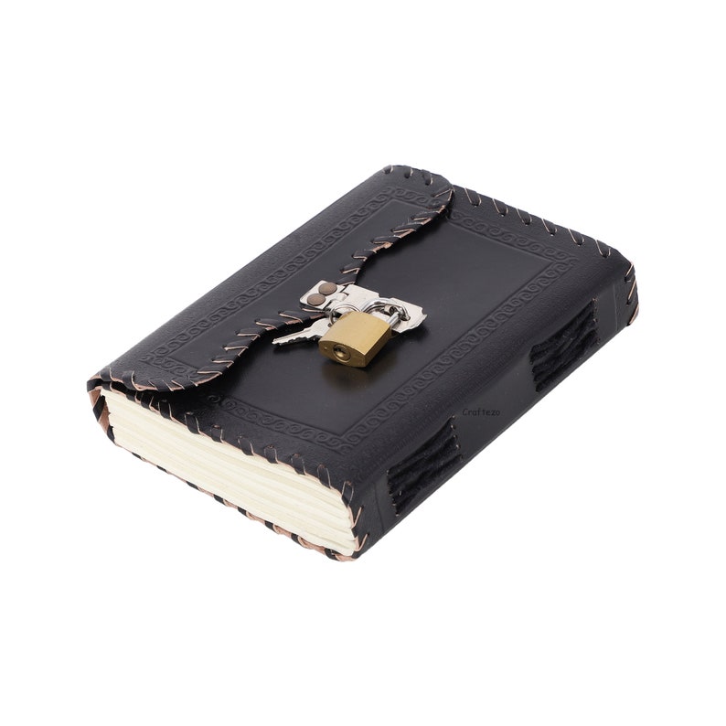 Leather Journal With Lock and Key Leather Journal for Men Etsy