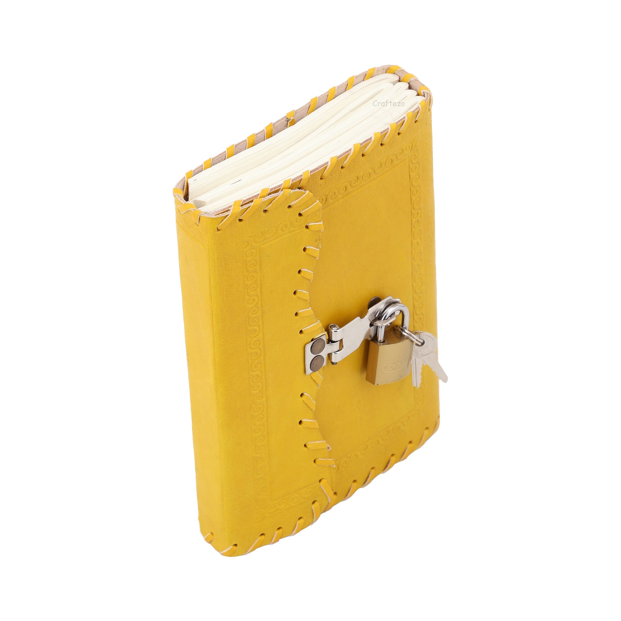 Leather Journal With Lock and Key Leather Journal for Men Etsy