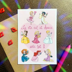 Douces Princesses - carte postale pailletée