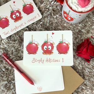 Pomme d’amour - carte postale pailletée