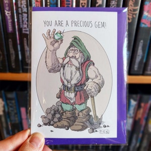 Edelstein Geburtstagsgeschenk Karte A6 von Mandrakeke Fantasy Zwerg Liebe Geliebt Ein Freund Dankbarkeit Zwerg Tolkien Grüße Illustration Zeichnung