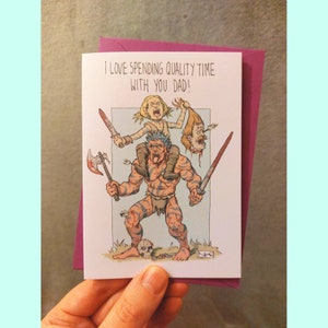 Carte pour papa, carte de fête des pères, moment de qualité avec papa, humour noir, la meilleure carte de papa, carte de papa celtique, mythologie celtique, carte de barbare
