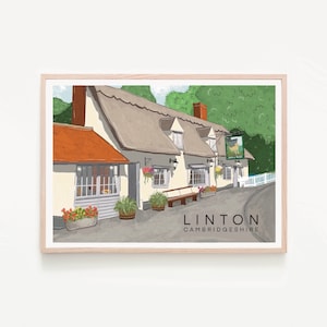 Linton Cambridgeshire Art Print The Dog & Duck, Cambridge Print, Cambridge Wall Art, Cambridge Map, Cambridge University