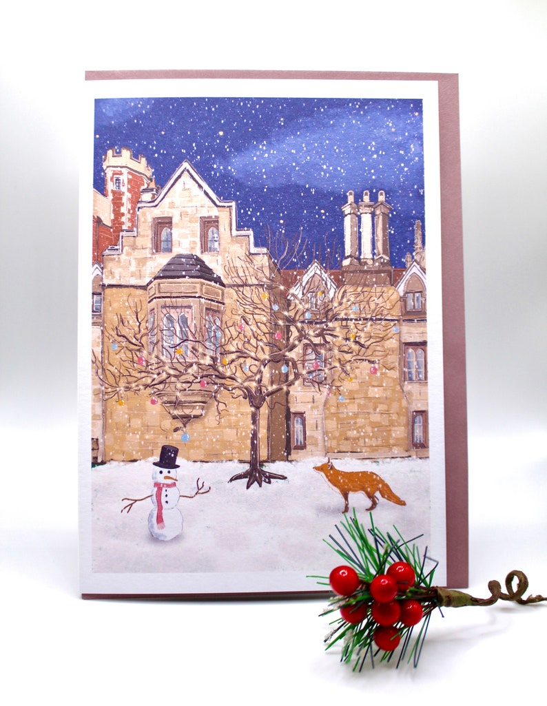 Christmas Card Trinity College at Christmas in Cambridge, Christmastime, Snow, Cambridge Scenery, Holidays image 1