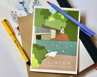 Linton Duck Bridge 5x7 Greeting Card with Kraft Envelope, Blank Inside