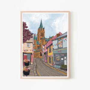 Cornwall England Designed UK Art Print « Truro Cornwall » Cornish Map, Travel Print