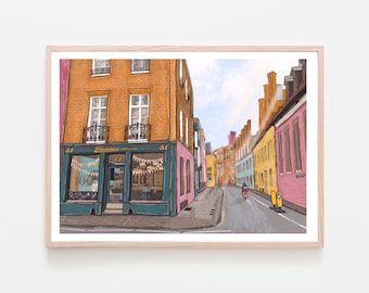 Cambridge England UK Art Print “Fitzbillies”, Cambridge Print, Cambridge Wall Art, Cambridge Map, Cambridge University