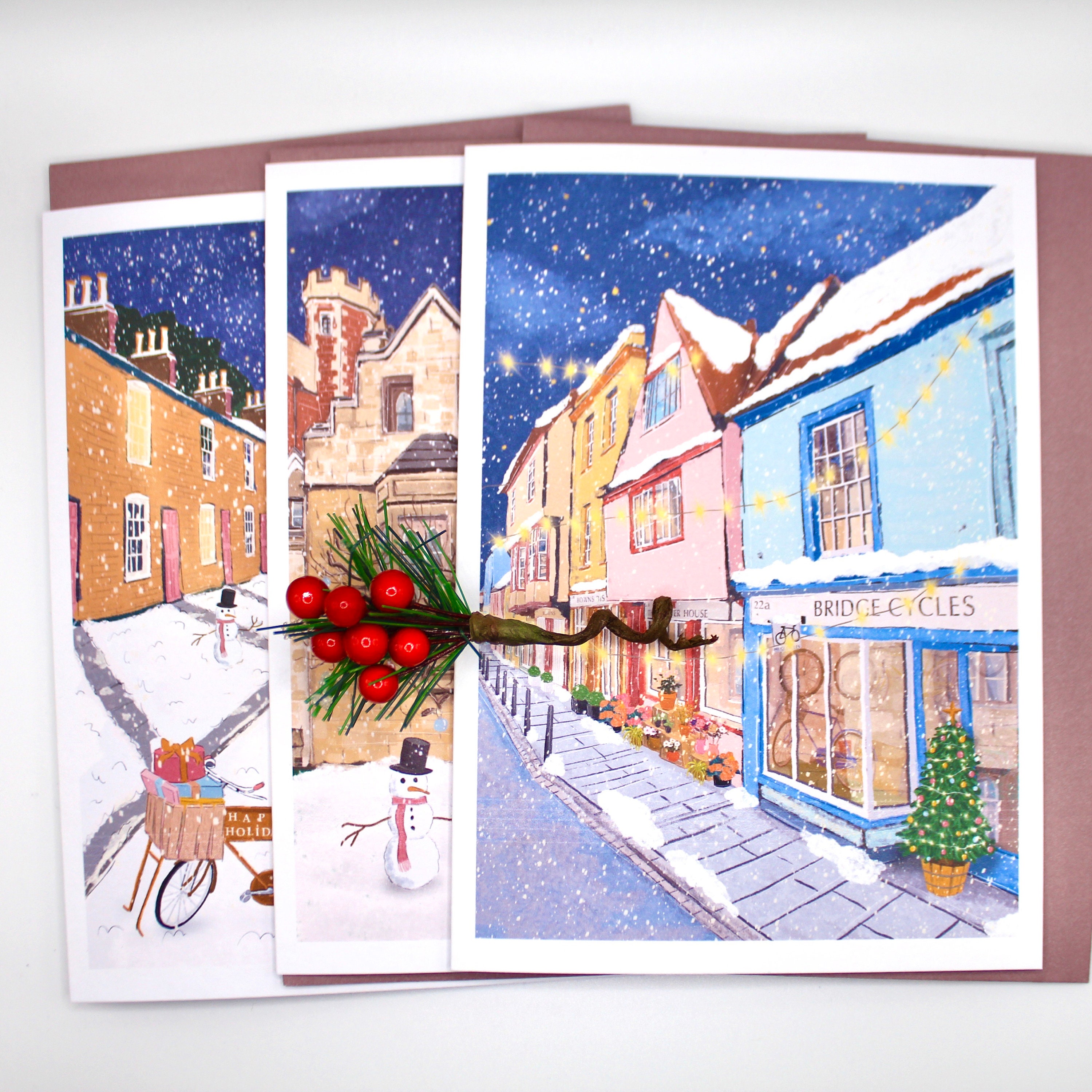 Cambridge Christmas Card Set of 3 or 6 cambridge Snowy Etsy UK