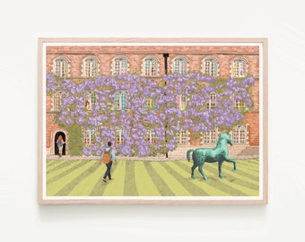 Cambridge England UK Art Print “Jesus College”, Cambridge Print, Cambridge Wall Art, Cambridge Map, Cambridge University