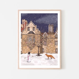 Cambridge England UK Kunstdruck "Trinity College im Schnee", Cambridge Wandkunst, Cambridge Karte, Cambridge University, Weihnachtsszene