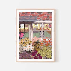 Florals London England UK Art Print “The Flower Shop” London UK, London travel poster, London wall art, London England, London Print