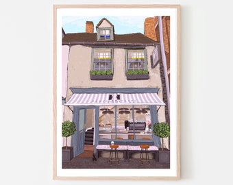 Cambridge England UK Art Print “Bould Brothers Coffee”, Cambridge Print, Cambridge Wall Art, Cambridge Map, Cambridge Coffeehouse