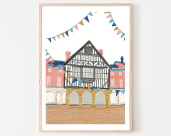 Saffron Walden Essex Art Print Town Hall & Town Square