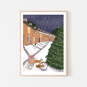 Cambridge England UK Kunstdruck "Lower Park Street in the Snow", Cambridge Wall Art, Cambridge Map, Cambridge University, Christmas Scene