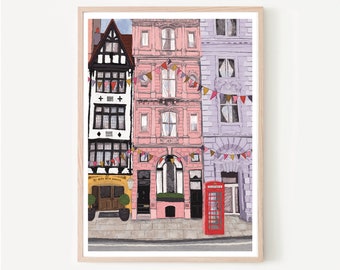 London England UK Art Print “Fleet Street” London UK, London travel poster, London wall art, London England, London Print