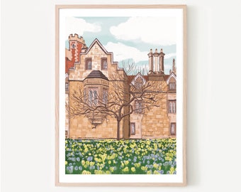 Cambridge England UK Art Print “Trinity College”, Cambridge Print, Cambridge Wall Art, Cambridge Map, Cambridge University