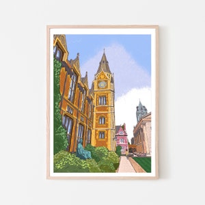 Cambridge England UK Kunstdruck "Pembroke College", Cambridge Print, Cambridge Wall Art, Cambridge Map, Cambridge University