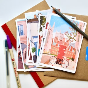 Cambridge England Postkarten Set A6, Cambridge England UK Kunst, Cambridge Print, Cambridge Wall Art, Cambridge Map, Cambridge University