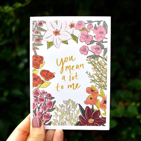 Thinking of you “You Mean a Lot to Me” Greeting Card, UK Made, Miss you card, Anniversary Card