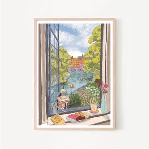 Cambridge England UK Art Print “Trinity Window”, Cambridge Print, Cambridge Wall Art, Cambridge Map, Cambridge University