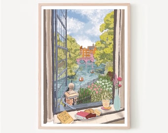 Cambridge Inglaterra Reino Unido Impresión de arte "Trinity Window", Cambridge Print, Cambridge Wall Art, Cambridge Map, Universidad de Cambridge