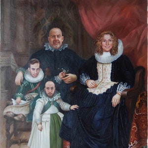 Custom oil portrait, Hand painted oil painting, Your own famous painting, History portrait painting, Family portrait on canvas, 4 figures