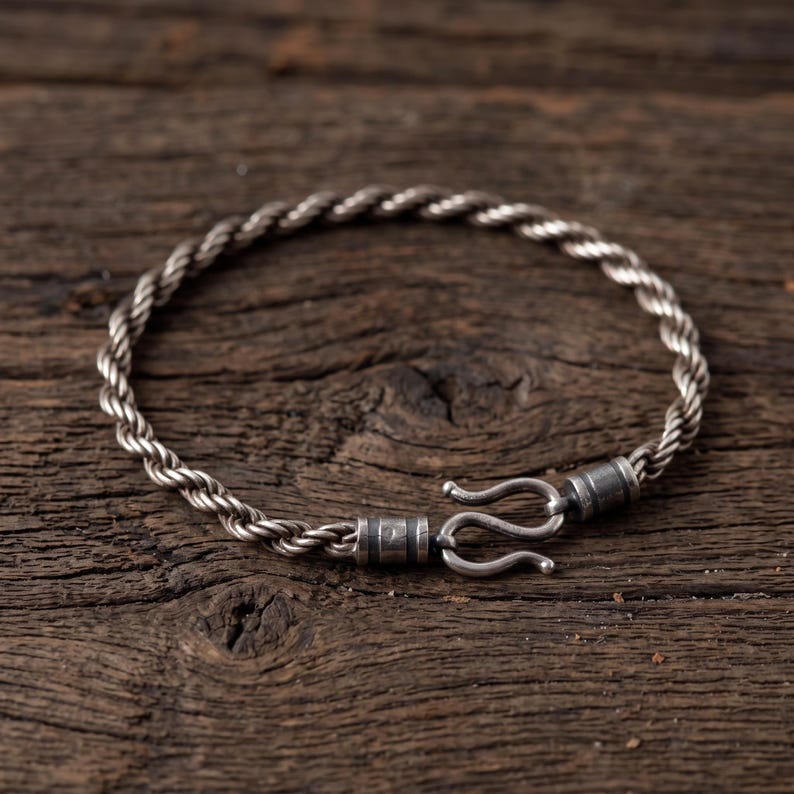 925 Sterling Silver Rope Chain Bracelet for Men, Silver Twisted Diamond ...