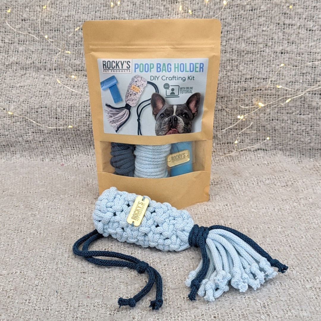 Make Your Own Poop Bag Holder Blue, Crafting Kits for Adults, Macrame