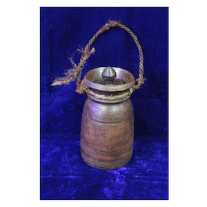 Himachal Wassertopf Vintage alten antiken seltenen Holz Dekor Wohnkultur Blumenvase, Himachal Töpfe, indische Töpfe, Boho Öltopf, handgeschnitzter Pflanzer