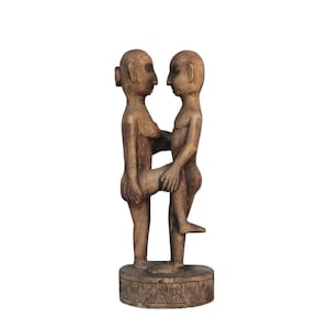 Vintage Handcrafted Wooden Couple, Wooden Doll, Tribal Man & Woman Statue, Indian Antique Home Decor, Old Collectible Wooden Art BM47
