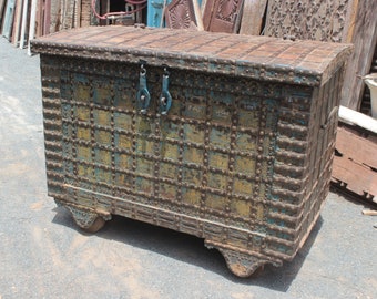 Trunk Box, Wooden Pitara,  Storage Chest, Ethnic Handmade Jewelry Box, Old Dowry Chest