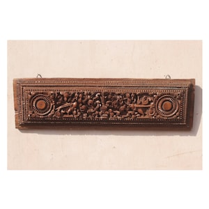 Satin Wood Vintage Hand Carved Wall Panel, Old Antique Door Panel, Wooden Wall Decor, Indian Furniture, Old Wooden Wall Decorative, BQ-2