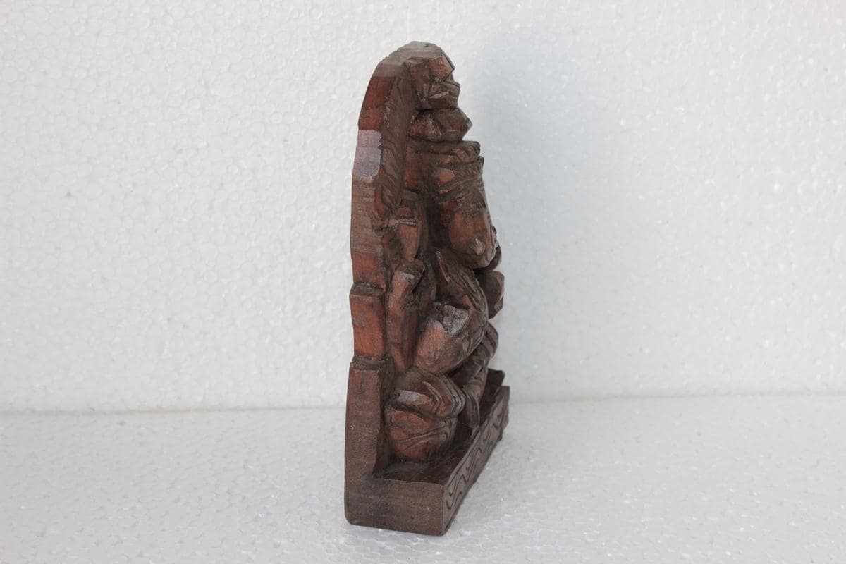 木製ガネーシャパネル 古いヴィンテージインド彫刻ホーム