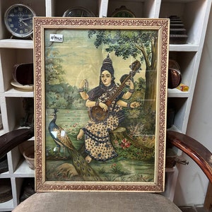 Lithographie Ravi Varma, travail du coton vintage Impressions Ravi Varma