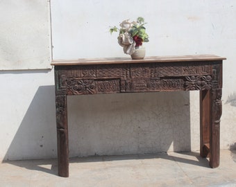 Console Table, Carving Table, Wooden Side Table, Livingroom Table, Wooden Credenza