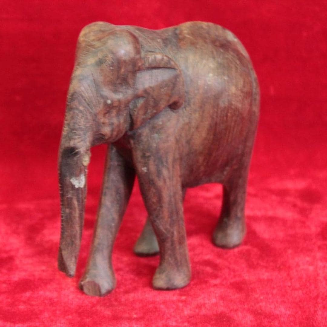 Wooden Elephant Figure Hand Carved Old Vintage Antique Rare Home Decor ...