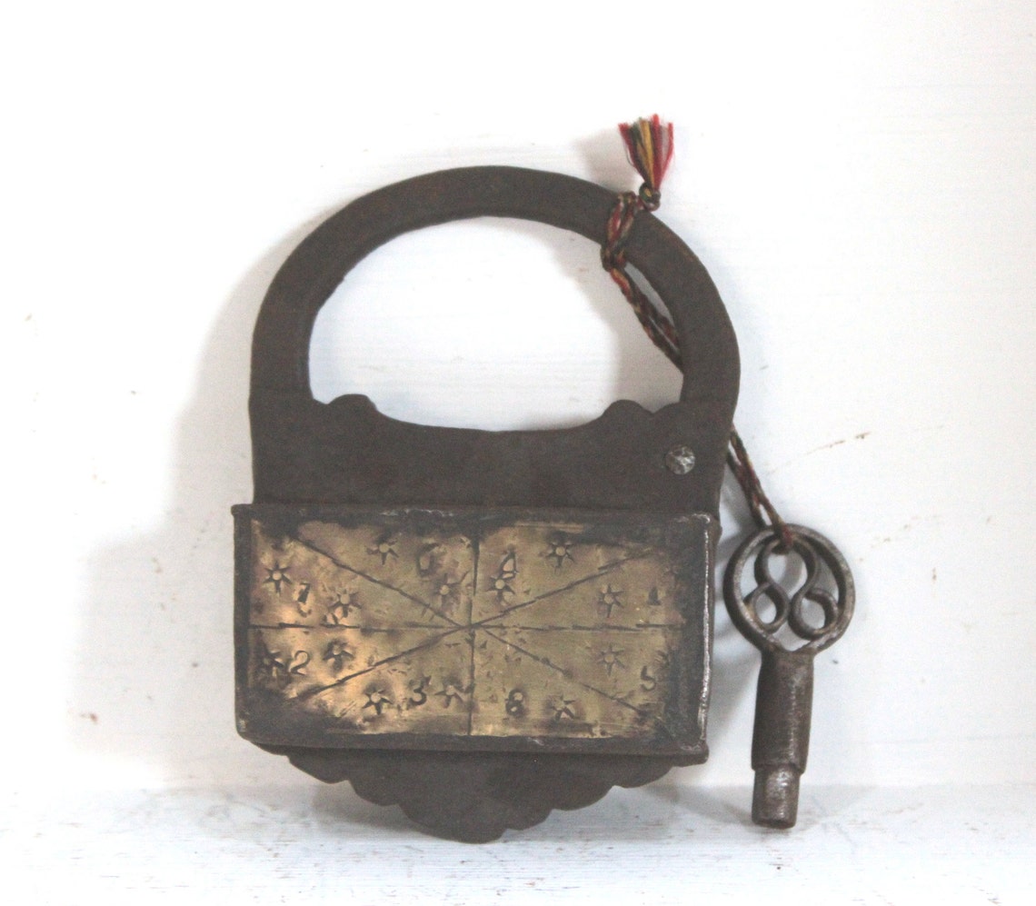 Antique Iron Brass Padlock With Key, Indian 1900s Lock - Etsy