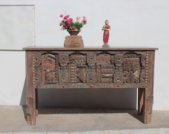 Console Table, Carving Table, Wooden Side Table, Livingroom Table, Wooden Credenza
