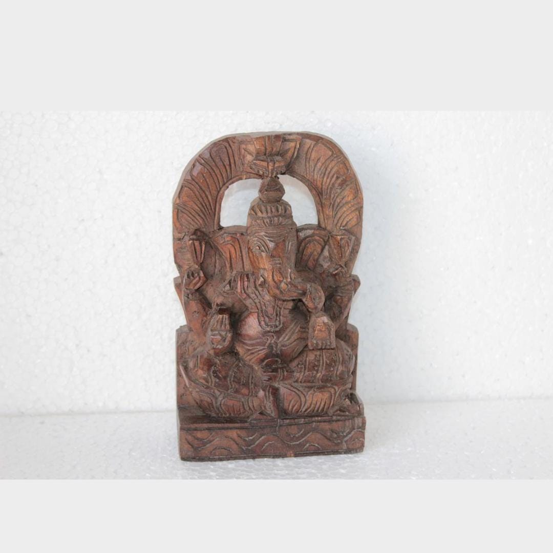 ガネーシャ 木製パネル 彫刻 壁掛け インテリア 木製ガネーシャパネル 古いヴィンテージインド彫刻ホーム