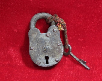 Iron Lock and Key Old Vintage Antique Collectible