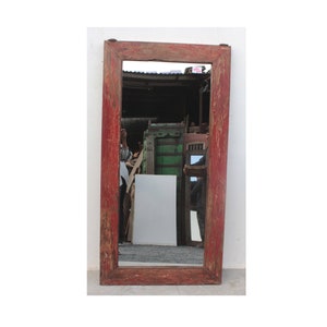 Carved Wood Mirror frame, Farmhouse Style Distressed, Unique Entryway Wall Mirror, full length mirror frame